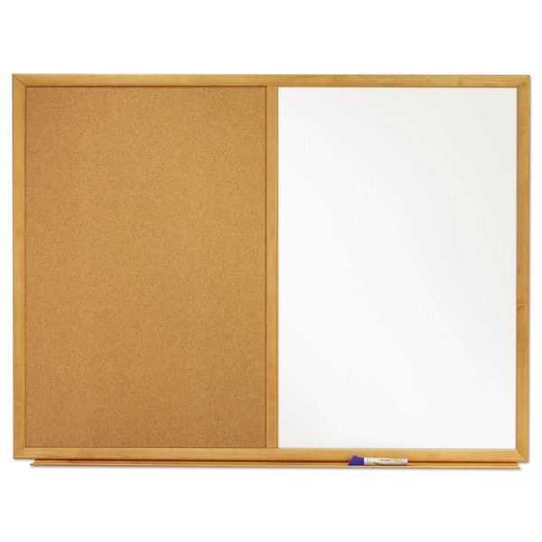 Quartet Bulletin/Dry-Erase Board, Melamine/Cork, 48 x 36, White/Brown, Oak Finish Frame S554